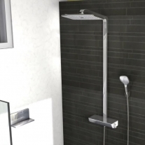 Coloana de dus cu termostat, Hansgrohe, Raindance Select E 360, cu cap fix si mobil, crom